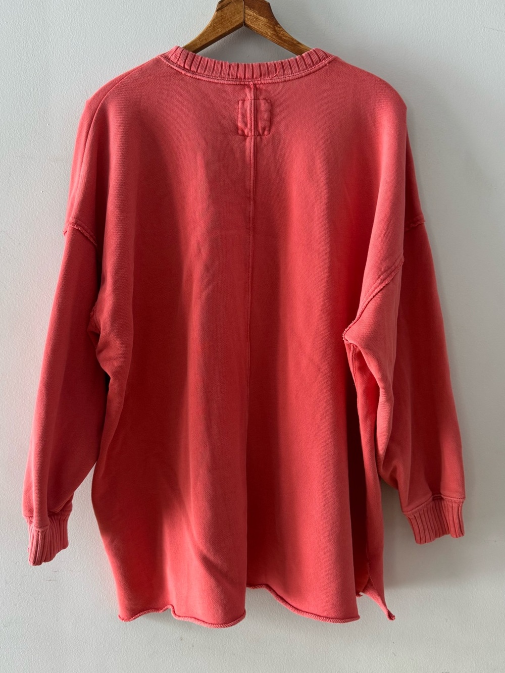 Oversized Aerie Crewneck Sweatshirt, Sz Medium cropped 3/4 sleeve raw edge - Picture 2 of 11